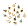 Ion Plating(IP) Natural Mixed Gemstone Teardrop with Plastic Pearl Beaded Pendant G-E599-01G-1