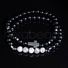 2Pcs 2 Styles Matte Style Black Agate Round Beads Stretch Bracelets for Men Women YD8152-3