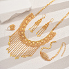 Luxurious Alloy Tassels Bracelets & Earrings & Necklaces & Rings Sets for Women's Banquet Wedding Engagement KG6183-1