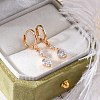 Brass Micro Pave Clear Cubic Zirconia Leverback Earrings EJEW-K300-17G-2