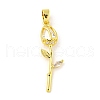 Rose Flower for Valentine's Day Real 18K Gold Plated Rack Plating Brass Micro Pave Cubic Zirconia Pendants KK-R153-01B-G-1