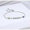 304 Stainless Steel Micro Pave Cubic Zirconia Box Chain Slider Bracelets FS-WGC99B9-13-1