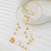 Iron Round Beaded Collar & Stud Earrings & Cuff Bangles & Rings Sets FS-WG833C7-01-4