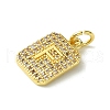 Rack Plating Brass Micro Pave Clear Cubic Zirconia Charms KK-G501-01F-G-2