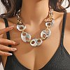 Acrylic Chunky Coffee Bean Link Chain Necklaces NJEW-D313-01A-1