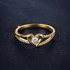 Heart Brass Micro Pave Clear Cubic Zirconia Finger Rings FS-WG243FC-05-1