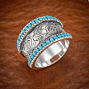 Retro Alloy & Turquoise Finger Rings FS-WG1E1DC-05-1