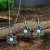 Synthetic Turquoise Pendant Necklaces & Dangle Earrings Sets WGE96E9-02-1
