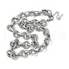 304 Stainless Steel Textured Double Ring Link Chain Necklaces NJEW-S453-02P-B-4