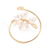 Copper Wire Wrapped Natural Cultured Freshwater Pearl Cuff Rings for Women RJEW-JR00438-5