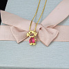 Brass Pave Heart Cubic Zirconia Girl Pendant Box Chain Necklaces FS-WGE547A-04-1