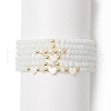 6Pcs 6 Style Natural Shell & Glass Star & Round Beaded Stretch Bracelets Set for Women BJEW-JB09945-01-1