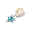 4Pcs 4 Styles Natural Cowrie Shell & Starfish Dyed Synthetic Turquoise Pendants PALLOY-JF03934-01-5