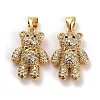 Brass Micro Pave Clear Cubic Zirconia Pendants KK-K258-15G-RS-1