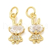 Rack Plating Brass Micro Pave Clear Cubic Zirconia Pendants KK-B093-03G-1