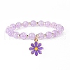 Alloy Enamel Flower Charm Bracelets BJEW-JB09046-4