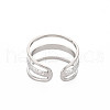 Non-Tarnish 304 Stainless Steel Triple Line Open Cuff Ring for Women RJEW-S405-171P-2
