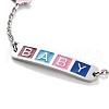 201 Stainless Steel Cross & Rectangle with Word Baby Link Bracelets BJEW-B090-01A-07-2