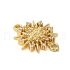 Rack Plating Brass Pave Clear Cubic Zirconia Sun Connector Charms KK-C067-05G-2