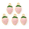 Light Gold Plated Alloy Enamel Pendants X-ENAM-R136-20A-1