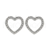 Heart Brass Micro Pave Cubic Zirconia Ear Studs EJEW-D304-40P-2