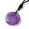 Adjustable Natural Amethyst Vortex Pendant Necklace with Nylon Cord for Women NJEW-L171-05B-3