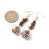 Natural Tiger Eye Chips Dangle Earrings EJEW-JE05634-03-3