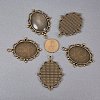40x30mm Oval Clear Glass Cabochon Covers and Alloy Pendant Cabochon Settings DIY-X0151-AB-FF-4