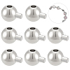 BENECREAT 8Pcs Sterling Silver Crimp Beads STER-BC0002-67P-1