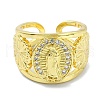 Brass with Cubic Zirconia Open Cuff Ring RJEW-B051-50G-2