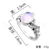 Oval & Flower Zinc Alloy with Natural Moonstone Finger Rings for Women FS-WG00FFC-03-2