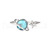 Sterling Silver Cubic Zirconia and Rotating Glass Cuff Rings FS-WG9C688-01-4