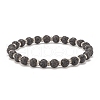 3Pcs 3 Size Natural Lava Rock Stretch Bracelets Set with Crystal Rhinestone Beads BJEW-JB08191-4