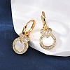 Heart with Flat Round Brass Micro Pave Clear Cubic Zirconia Hoop Earrings KK-D363-11B-G-1