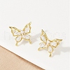 Butterfly Brass Micro Pave Cubic Zirconia Stud Earrings EJEW-M082-17G-02-5