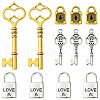 8Pcs 4 Styles Tibetan Style Alloy Skeleton Key Lock Pendants FIND-FS0002-11-1