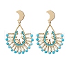 Glass Twisted Bugle Beaded Dangle Stud Earrings EJEW-MZ00365-2