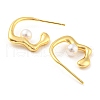 Rack Plating Brass Stud Earrings with Plastic Pearl EJEW-A028-41G-2