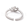 Clear Cubic Zirconia Interlocking Heart Open Cuff Ring RJEW-H127-08P-3