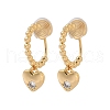 Heart Brass Micro Pave Clear Cubic Zirconia Clip-on Earrings EJEW-K286-12G-4