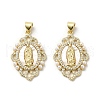 Brass Pave Shell Pendants KK-I708-16K-G-1