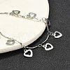 304 Stainless Steel Heart Charm Bracelets BJEW-R021-03P-3