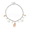 Natural Cultured Freshwater Pearl & Spiral Shell Bib Pendants NJEW-TA00181-4
