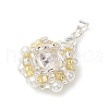 Glass Rhinestone with Acrylic Pearl Pendants PALLOY-MZ00251-01-3