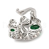 Brass Micro Pave Clear Cubic Zirconia with Glass Fold Over Clasps KK-G505-09P-2