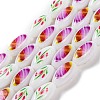 Printing Glass Oval Beads for Necklaces Bracelets Making GLAA-B020-01A-12-1