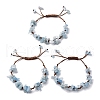 Adjustable Natural Aquamarine Braided Bead Bracelets for Women BJEW-U035-02M-4