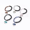 Natural Mixed Stone & Lava Rock Stretch Bracelets BJEW-JB03953-1