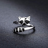 Raccoon 925 Sterling Silver Enamel Adjustable Cuff Rings for Women FS-WGC41E1-01-1
