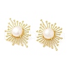 Mother's Day Jewellery Natural Pearl Sun Stud Earings KK-M251-21G-3